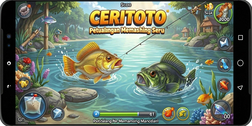 Tangkapan ikan yang mengesankan dalam gameplay CERITOTO.