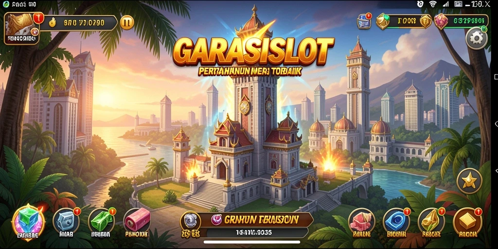 Tampilan seru gameplay GARASISLOT dengan menara dan strategi pertahanan.