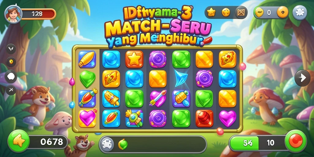 Tampilan gameplay seru dari ID678 dalam genre Match-3.