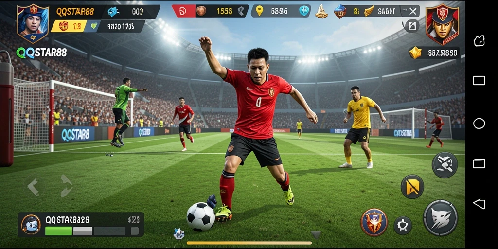 Screenshot QQSTAR88 menampilkan aksi seru dalam permainan olahraga.