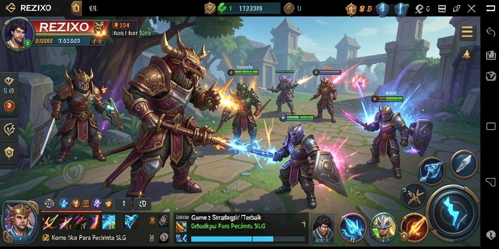 Tangkapan layar menampilkan aksi strategis seru dalam gameplay REZIXO.