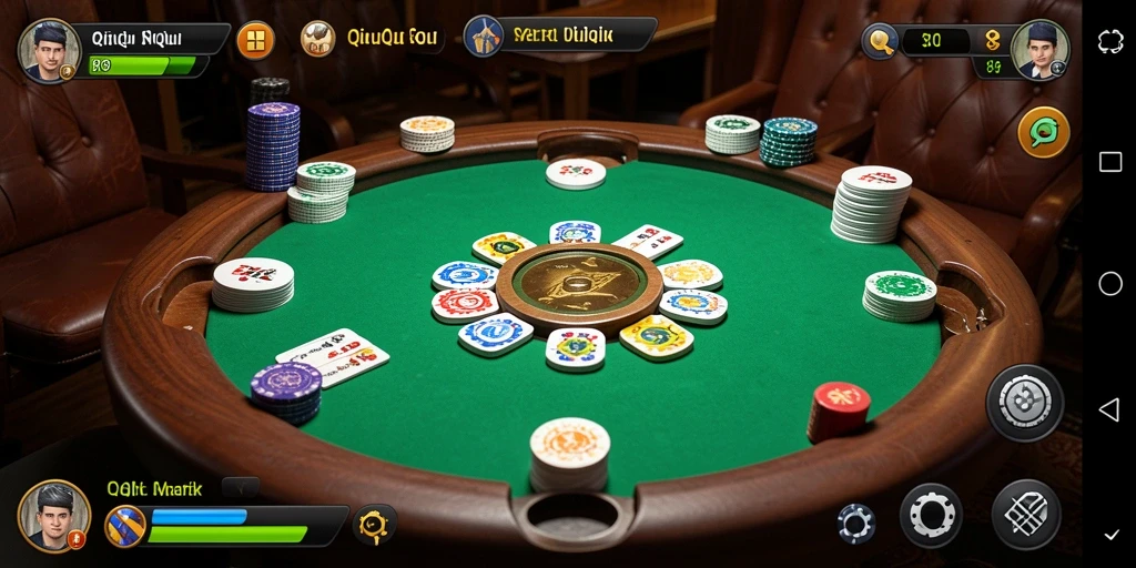Tangkapan layar gameplay QiuQiu yang menarik dan interaktif.